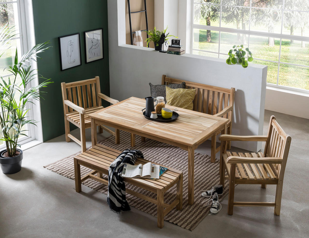 GARTENSITZBANK Teaka 3-Sitzer, 150 cm,Teakholz - Naturfarben, Holz (150/45/42cm) - TPFGarden
