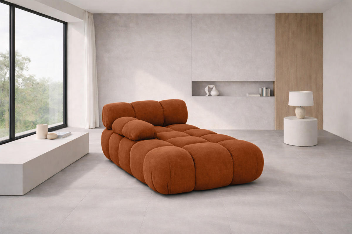 CHAISELONGUE Modular, Veloursstoff Salvador, Braun, Links, Selia - Braun, Holz (95/70/160cm) - Kaiser Möbel