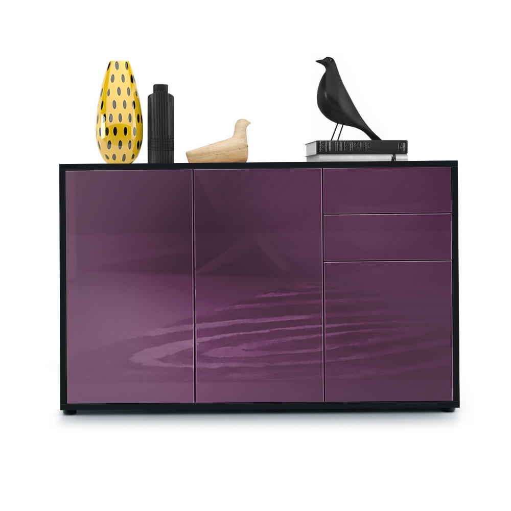 KOMMODE Ben Front in Brombeer Hochglanz - Brombeere, Holzwerkstoff (117/74/36cm) - Vladon