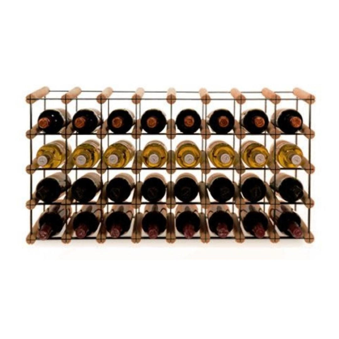 WEINREGAL Vinotega Mod Metal 42,5x82,5x24,5 cm 8x4 Flaschen Massives Kiefernholz Braun Geölt - Braun, Holz (82.5/42.5/24.5cm) - PROREGAL