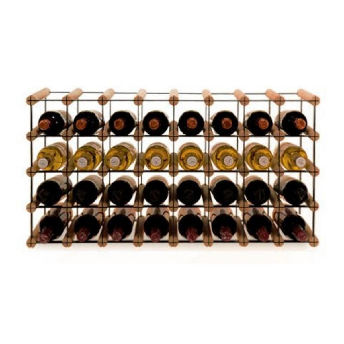 WEINREGAL Vinotega Mod Metal 42,5x82,5x24,5 cm 8x4 Flaschen Massives Kiefernholz Braun Geölt - Braun, Holz (82.5/42.5/24.5cm) - PROREGAL
