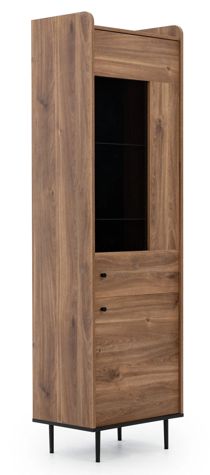 HOCHVITRINE Nero 60/40/200 Brandy Castello - Hellbraun/Schwarz, Glas/Holzwerkstoff (60/200/40cm) - Ravio