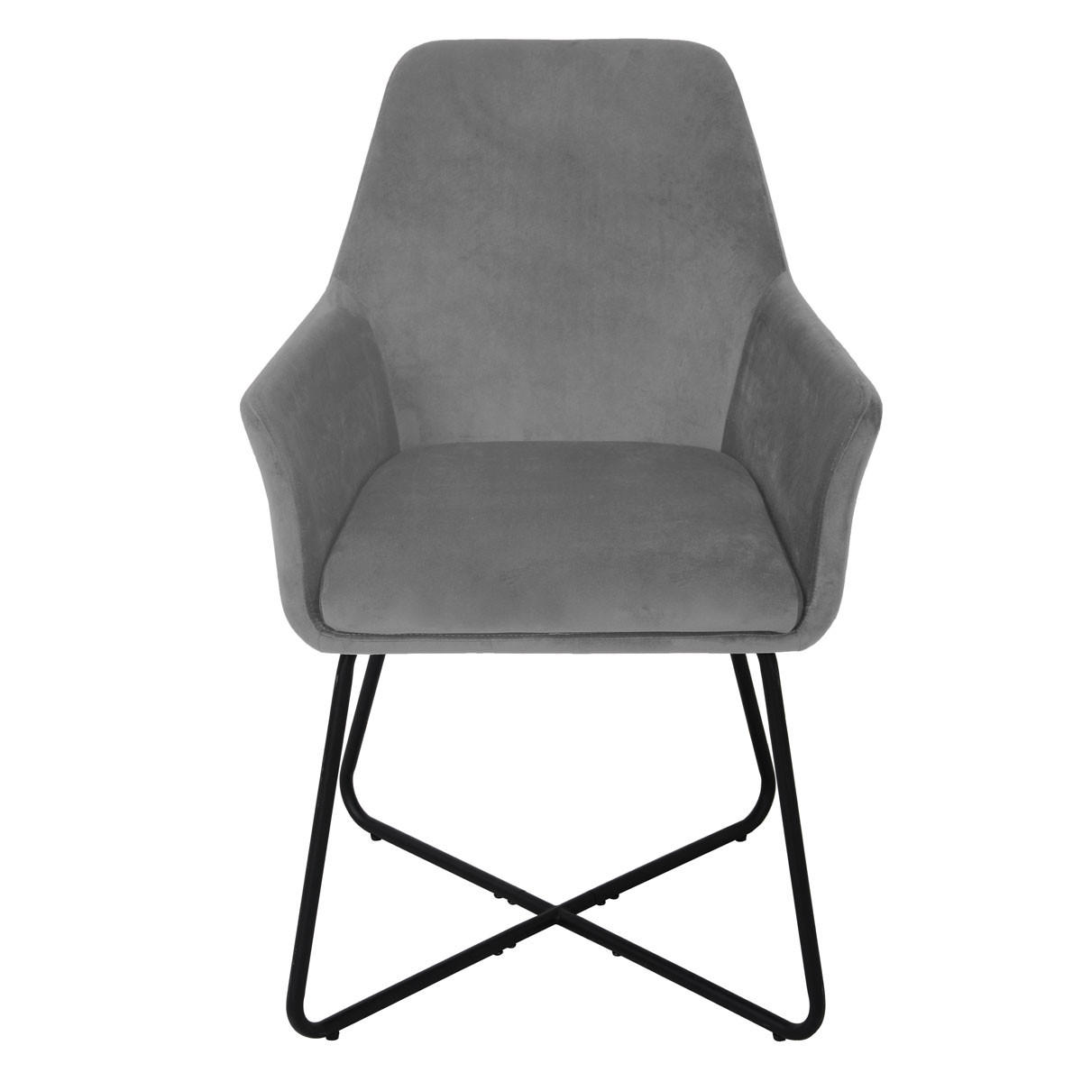 ESSZIMMERSTUHL JOSIE Dining 2er Set Stoffbezug Hellgrau - Hellgrau/Schwarz, Textil (59/88/58cm) - SVITA