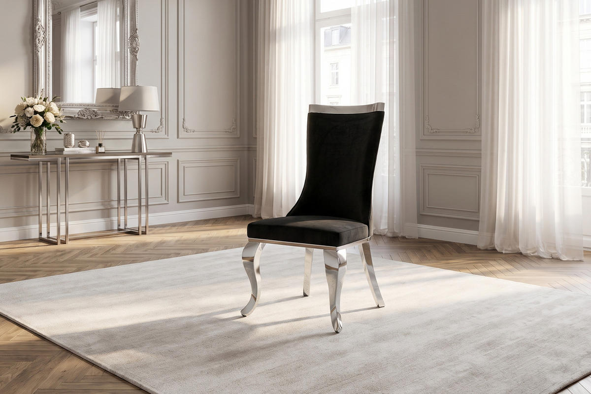 ESSZIMMERSTUHL SELENA Schwarz Velvet (1er-Set) - Schwarz, Textil (54/109/64cm) - KAWOLA