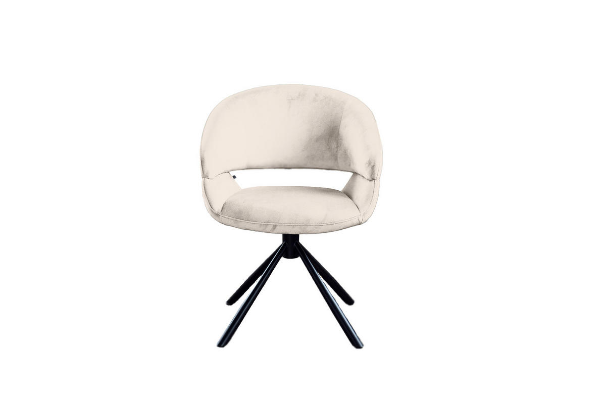 ESSZIMMERSTUHL LARA Cremeweiß Velvet - Creme/Schwarz, Kunststoff/Textil (61/82/62cm) - KAWOLA