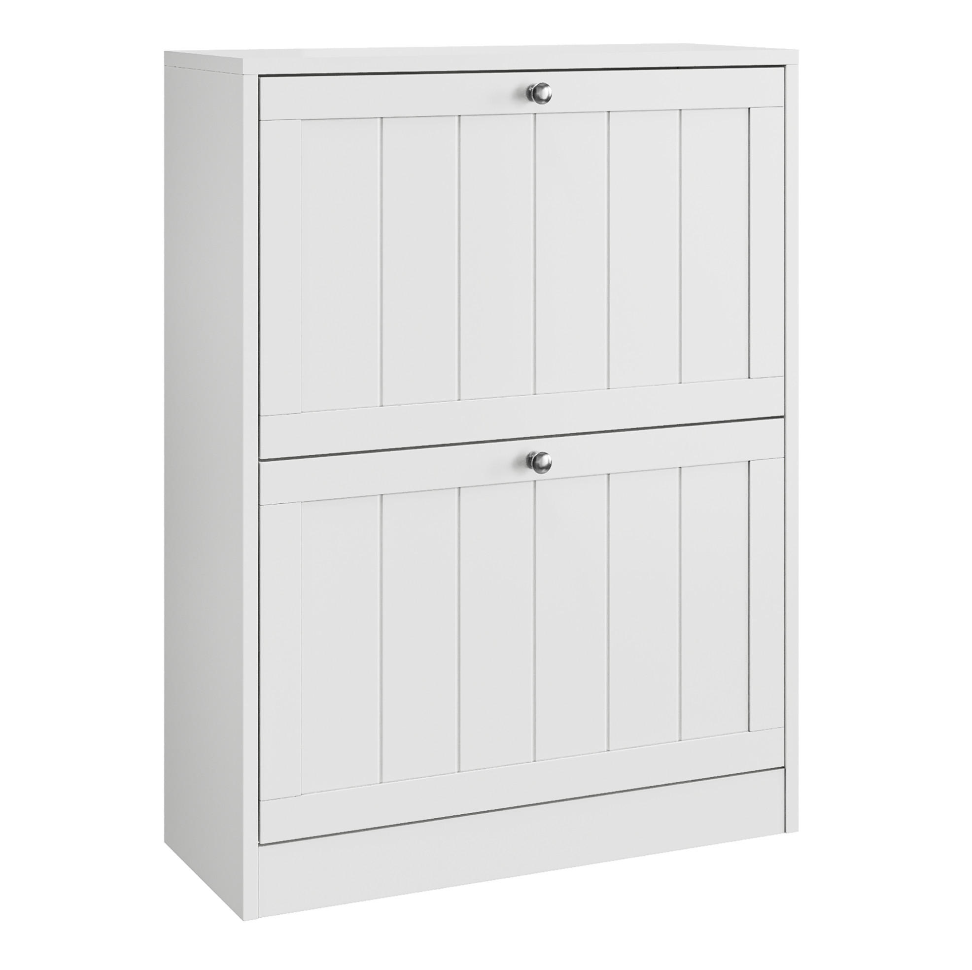 SCHUHSCHRANK 60/24/80 cm weiß aus MDF und Holzwerkstoff mit 2 Klappfächern - Weiß, Holzwerkstoff (60/80/24cm) - OKWISH