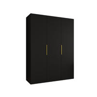 DREHTÜRENSCHRANK 202/150/52 3-türig - Goldfarben/Schwarz, Holz (150/202/52cm) - MÖBEL KRYSPOL