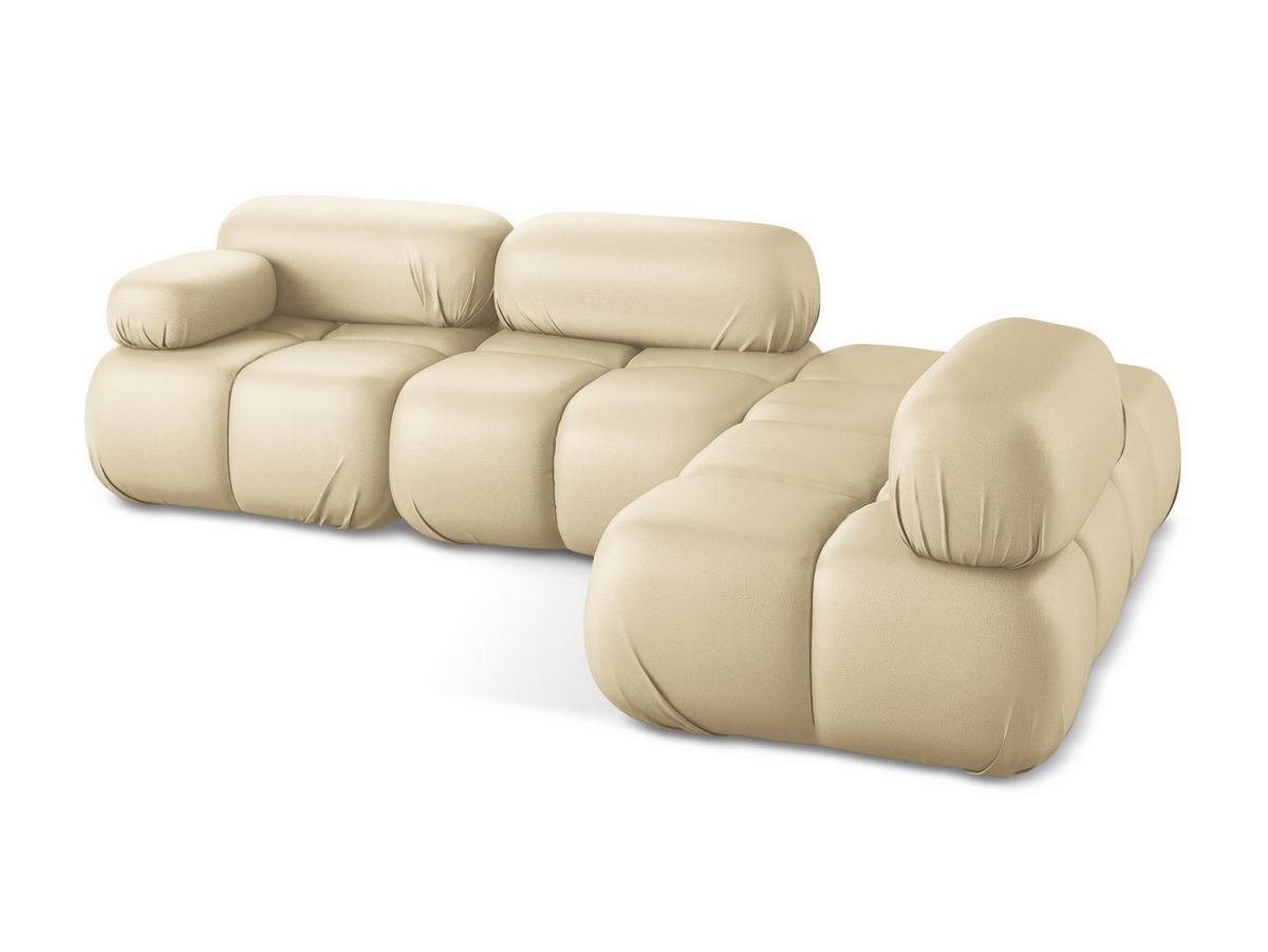 ECKSOFA Rechts Kunstleder Beige - Beige/Schwarz, Leder/Kunststoff (285/190cm) - Makamii