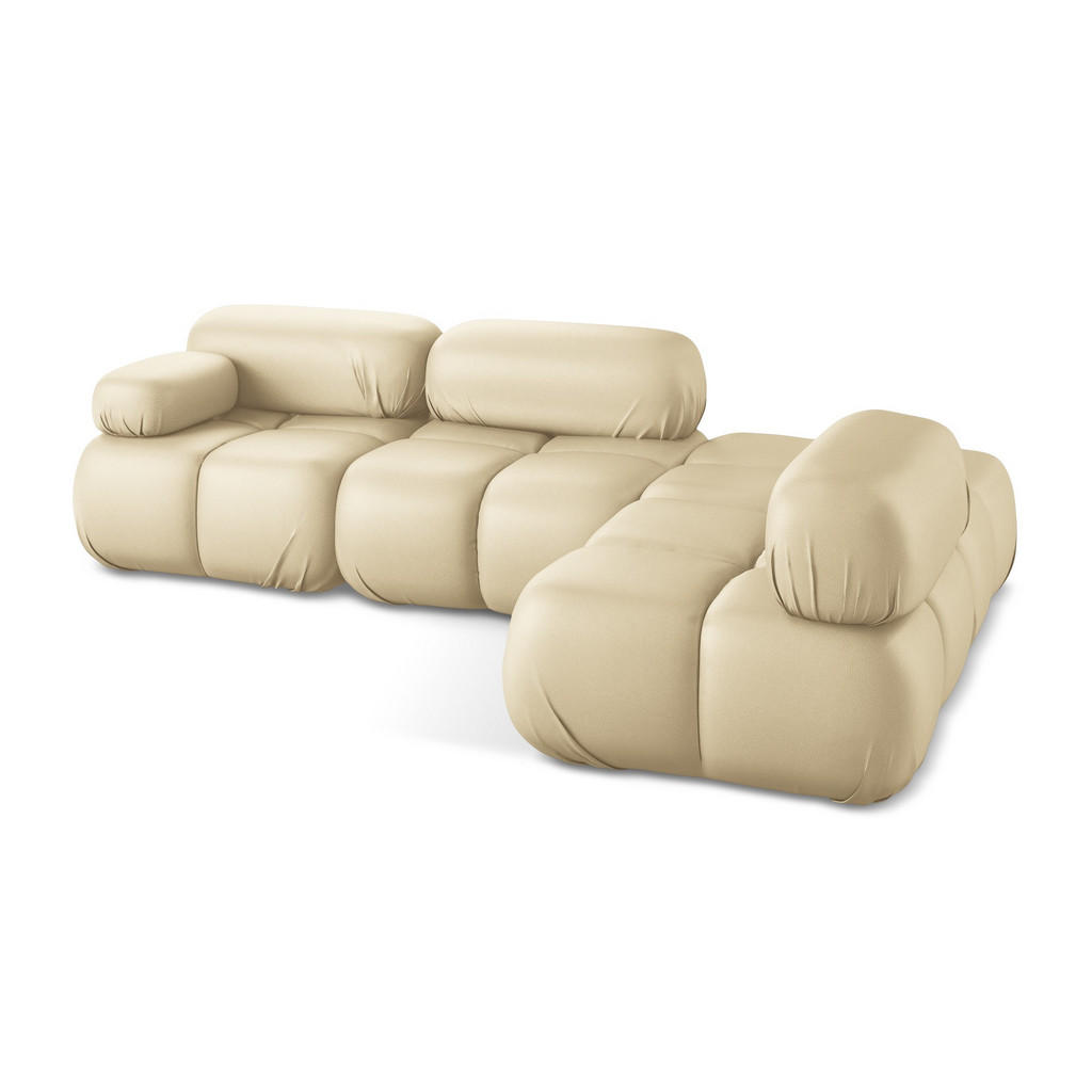 Thumbnail - Makamii Ecksofa, Beige, Leder, 3-Sitzer, Füllung: Schaumstoff, L-Form, Ottomane rechts, 285x190 cm, Made in EU, Wohnzimm...