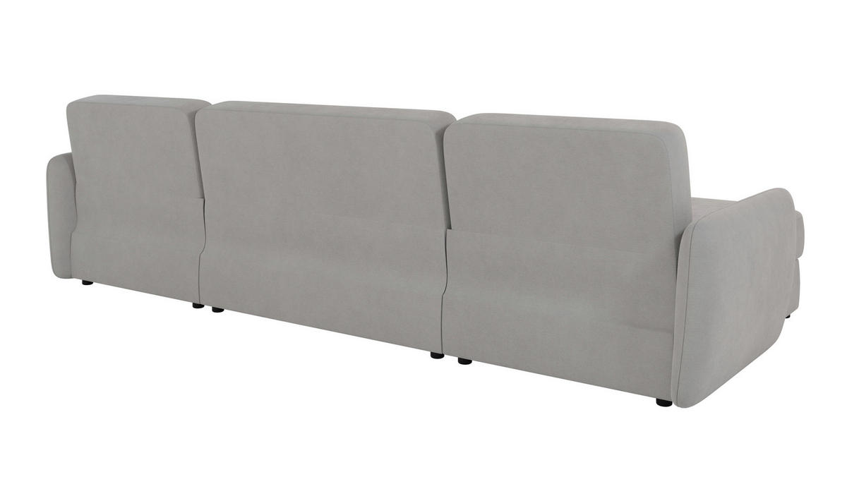 WOHNLANDSCHAFT Lupo Silber Mikrofaser - Silberfarben/Schwarz, Holz/Kunststoff (311/86/147cm) - S-Style Möbel