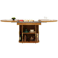 AUSZIEHTISCH 118-158/118/77 cm Walnuss mit Stauraum und Glasfronten aus MDF - Braun, Holzwerkstoff (118/118/77cm) - OKWISH