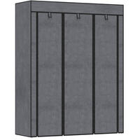 KLEIDERSCHRANK 125/43/162,5 cm aus Stoff mit 2 Kleiderstangen und 8 Fächern - Dunkelgrau, Textil (125/162.5/43cm) - BEAOK