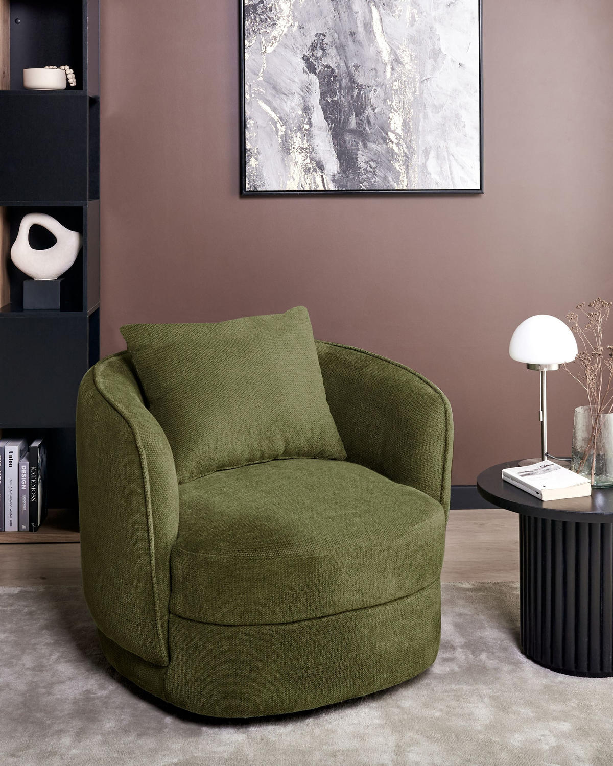 DREHSESSEL Stoff Grün Andalen - Grün, Textil (85/74/79cm) - Beliani