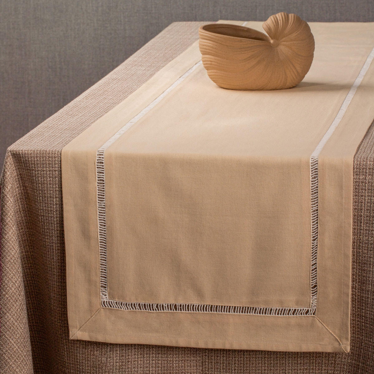 TISCHLÄUFER Tadaro Baumwolle beige 40/160 cm - Beige, Textil (40/160cm) - Homla