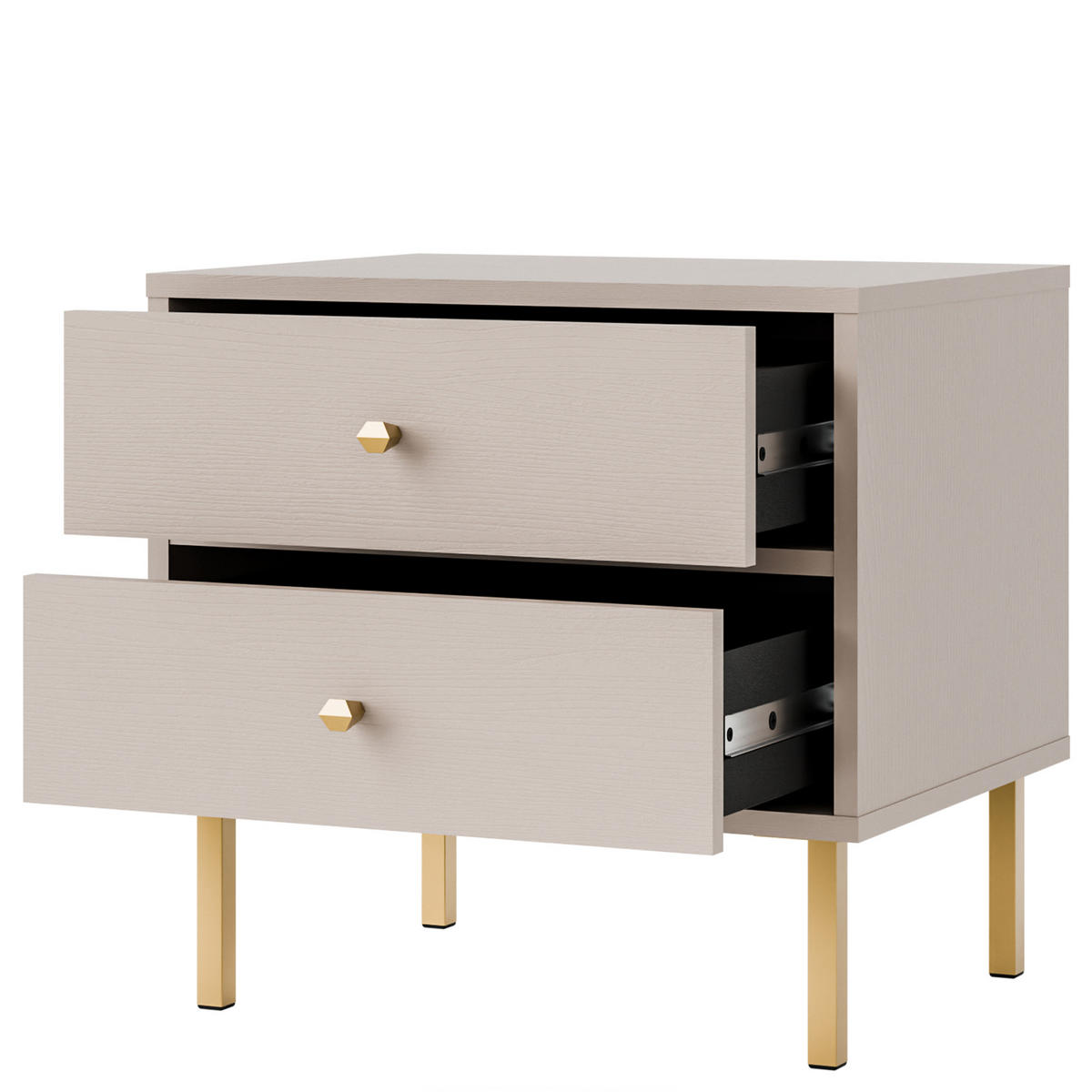 NACHTTISCH FLOREN, Creme/Gold - Creme, Holzwerkstoff/Metall (51.8/50/40.8cm) - KONSIMO®