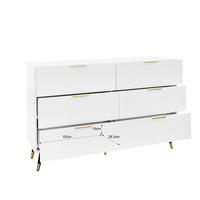 SIDEBOARD 120/40/77 cm aus Spanplatte mit 6 Schubladen Weiß/Goldfarben - Weiß, Holzwerkstoff (120/77/40cm) - Modenvie