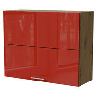 KLAPPHÄNGESCHRANK Brerra W8B/90-AV Eiche Artisan / RAL 3002 karminrot Hochglanz 90 / 32,5 / 72cm - Rot/Eiche Artisan, Holz/Holzwerkstoff (90/72/32.5cm) - Feldmann-Wohnen
