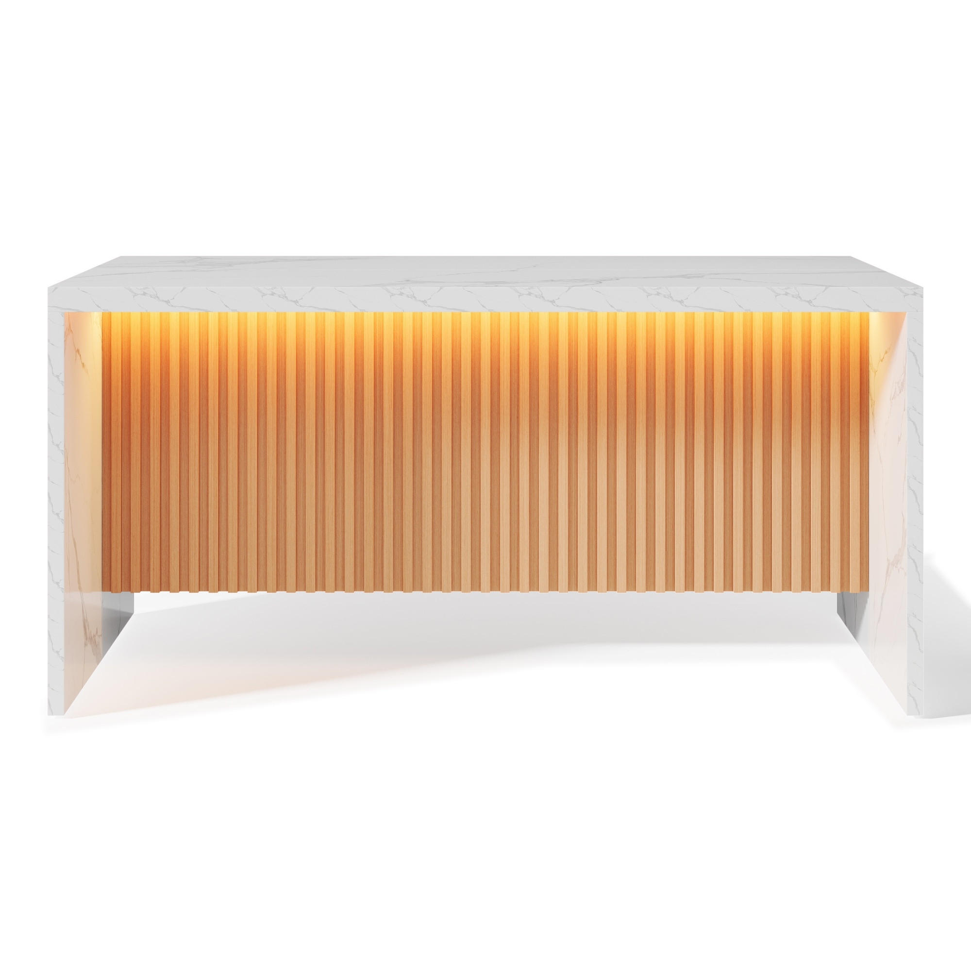 KÜCHENINSEL 155/80/90 cm Weiß mit LED-Leuchten, 2 Steckdosen und 2 USB-Anschlüsse - Weiß, Holz/Holzwerkstoff (80/90/155cm) - Oxeza