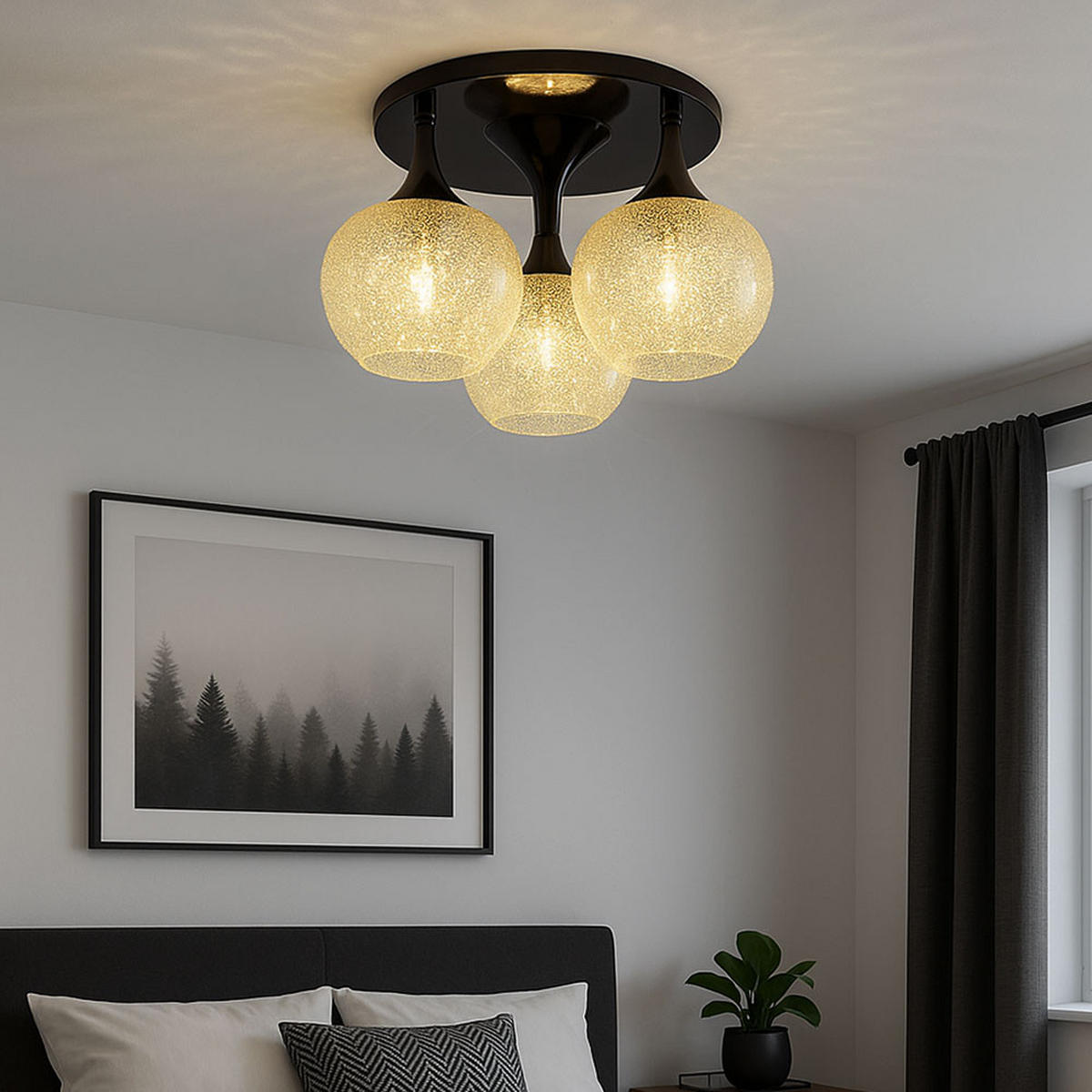 LED DECKENLEUCHTE Metall Schwarz Glas - Schwarz, Glas (45/45/27.5cm) - Globo Lighting