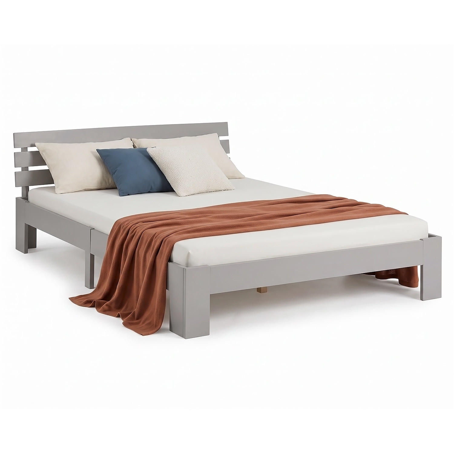 Homestyle4u Holzbett Grau 120x200 cm
