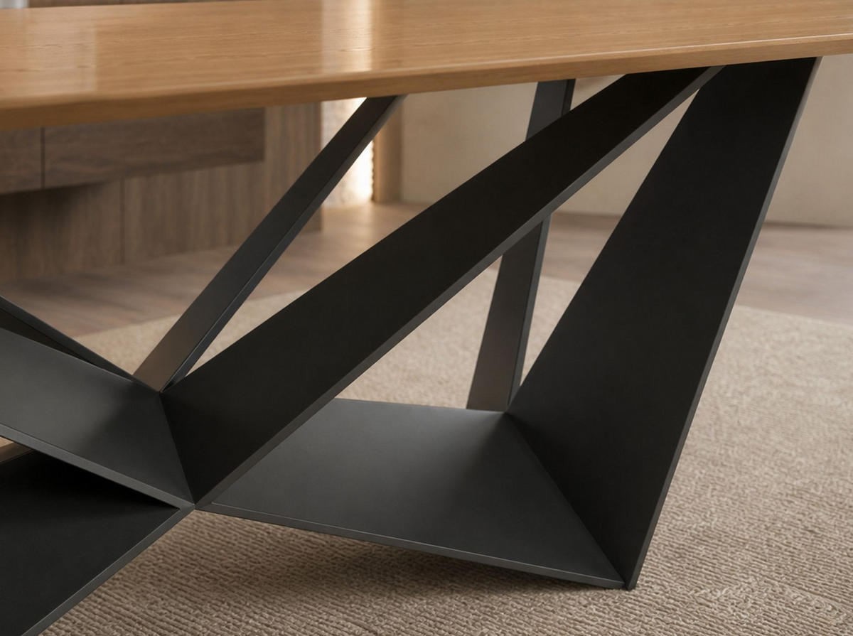 ESSTISCH Rechteckiger aus Eiche und Stahl 200/95/75 cm - Wildeiche/Edelstahlfarben, Holz/Metall (95/200/75cm) - ANGEL CERDA