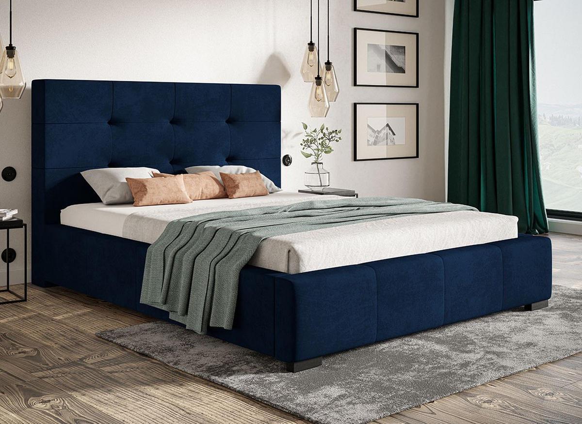 BETT Garnet BEN 5 Gepolstert 120x200 cm - Dunkelblau, Textil (120/200cm) - Sepro Meble