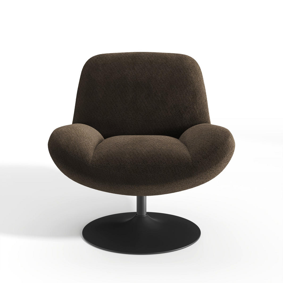 DREHSESSEL RETRO Schlingenvelours Espressobraun 71cm - Dunkelbraun/Braun, Textil (71/80/76cm) - Premium Interiors