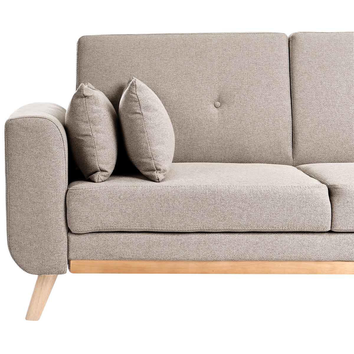 ROZKLÁDACÍ ROHOVÁ POHOVKA 3-místná Látka Béžová levostranná Kaarina - světle hnědá, textil (260/152cm) - Beliani