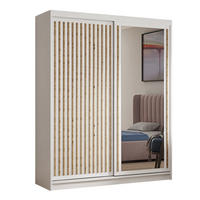 SCHWEBETÜRENSCHRANK Dora 100 cm mit Lamellen und Spiegel 2-türig, weiß, Lamelle artisan - Weiß/Eiche Artisan, Kunststoff (100/205/60cm) - Margaret Hadas24