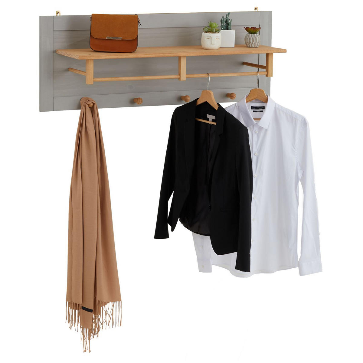 WANDGARDEROBE BOLTON - Braun/Grau, Holz (109/40/27cm) - IDIMEX