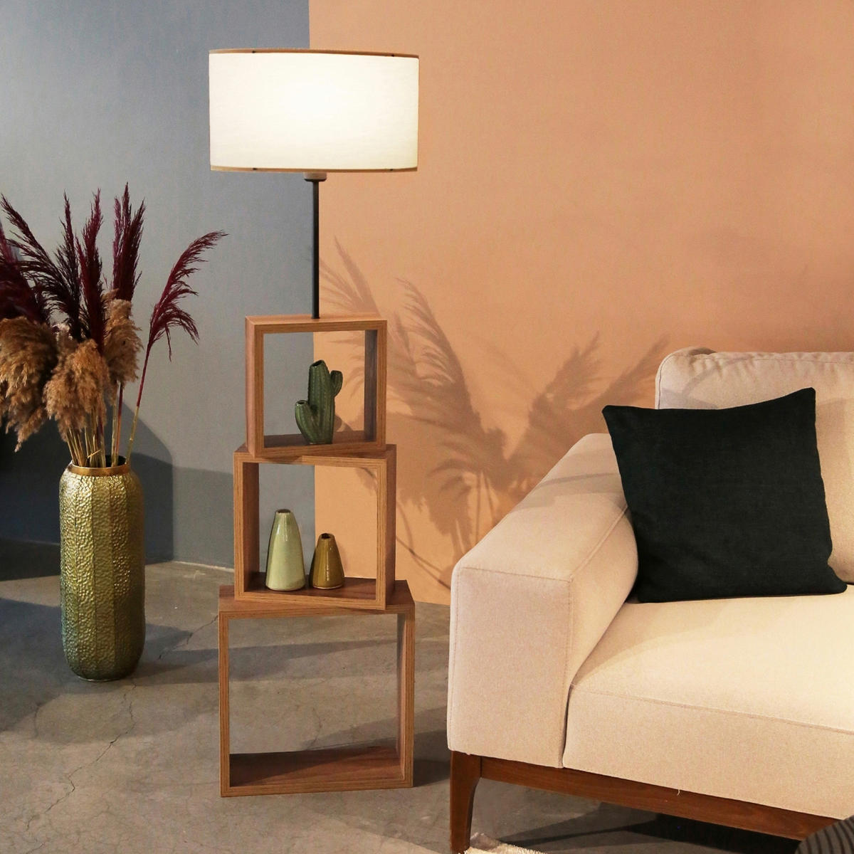 STEHLEUCHTE Mansfield - Creme, Metall (37/37/140cm) - lux.pro