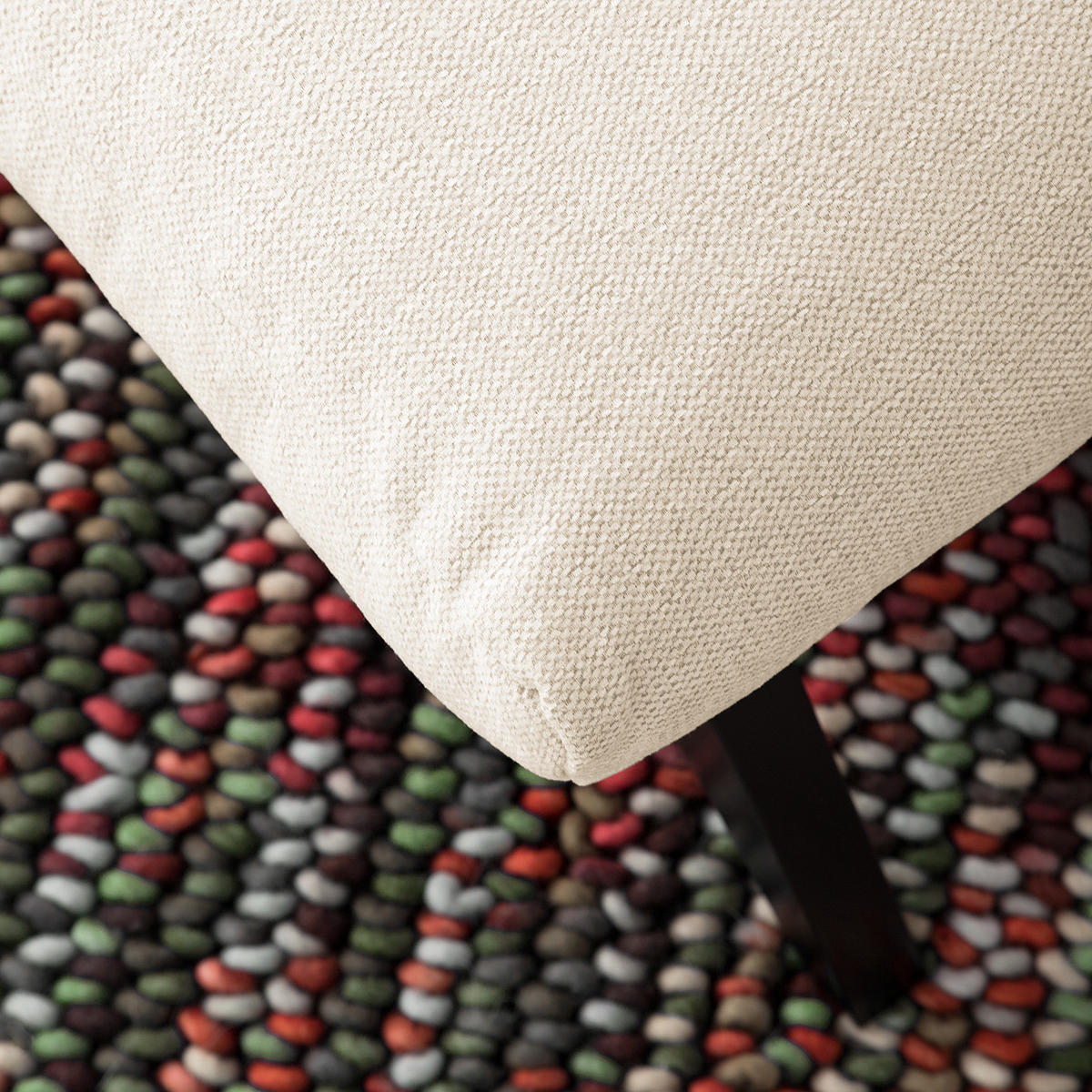 POLSTERHOCKER - Beige/Schwarz, Eichenholz/Textil (54/41/41cm) - home24