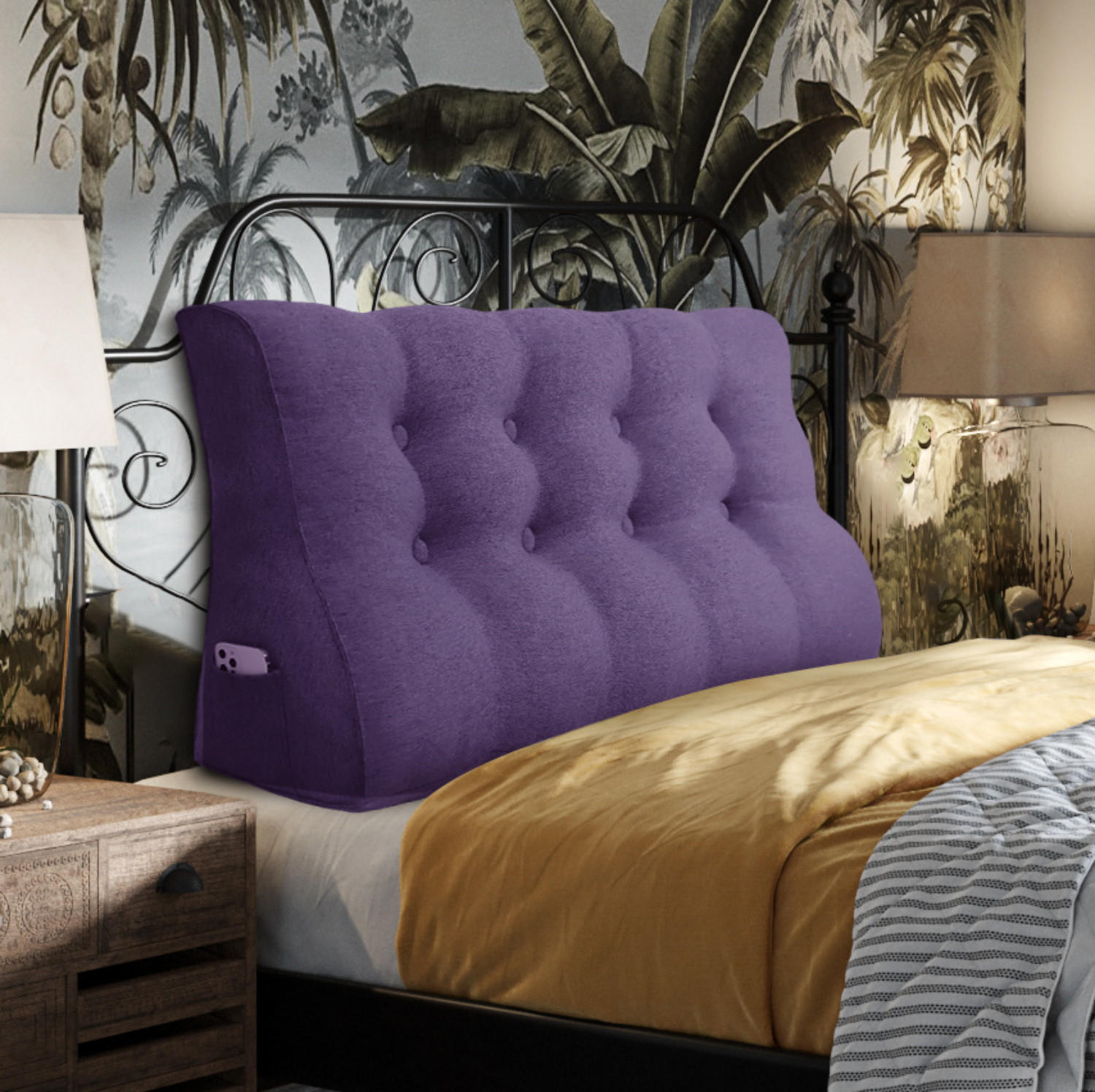 RÜCKENKISSEN Körperkontur Leinenlook Lila 120 cm - Lila, Textil (55/120cm) - Vercart