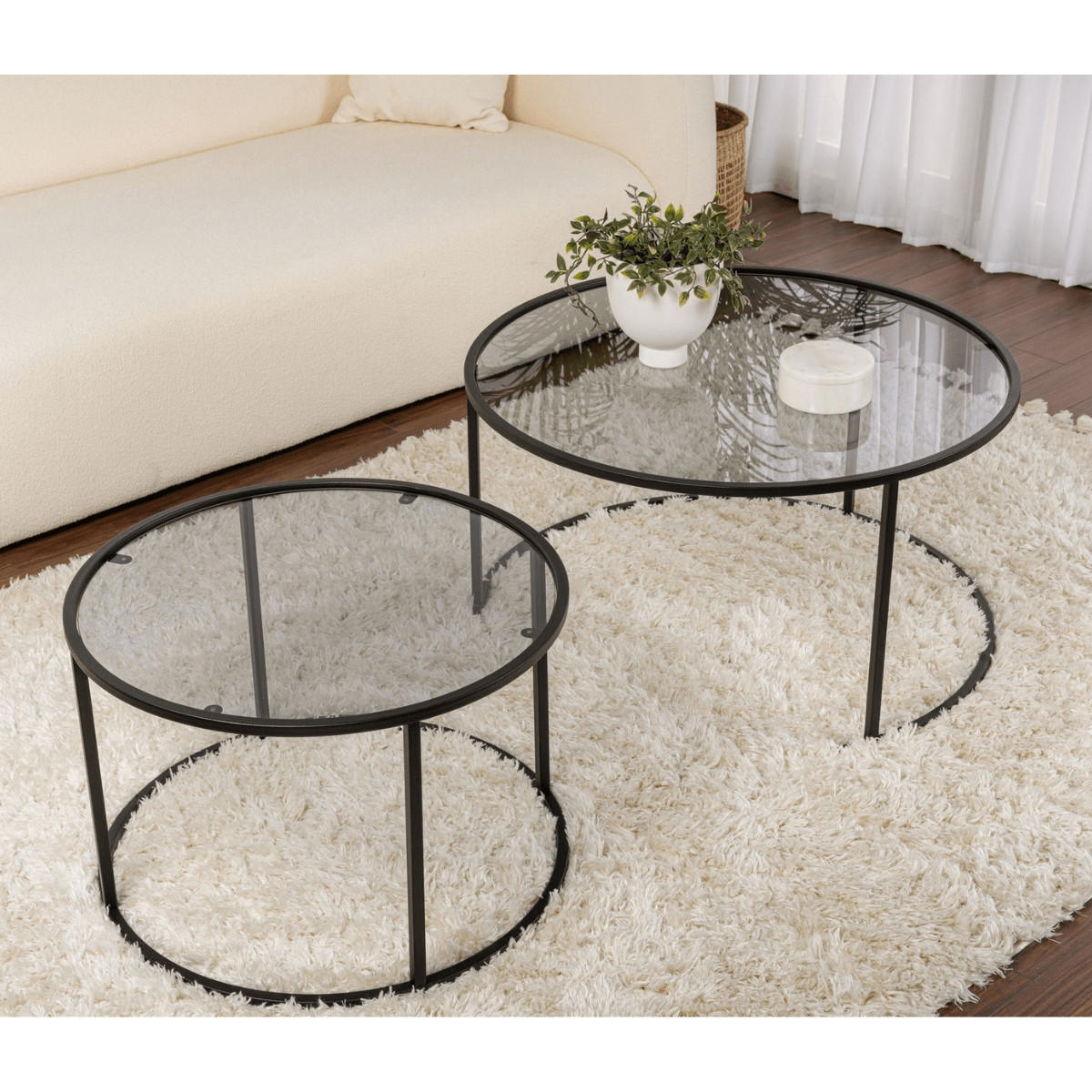 COUCHTISCHE mit Glasplatte 80/80/43 cm - Grau, Metall (80/80/43cm) - Calicosy