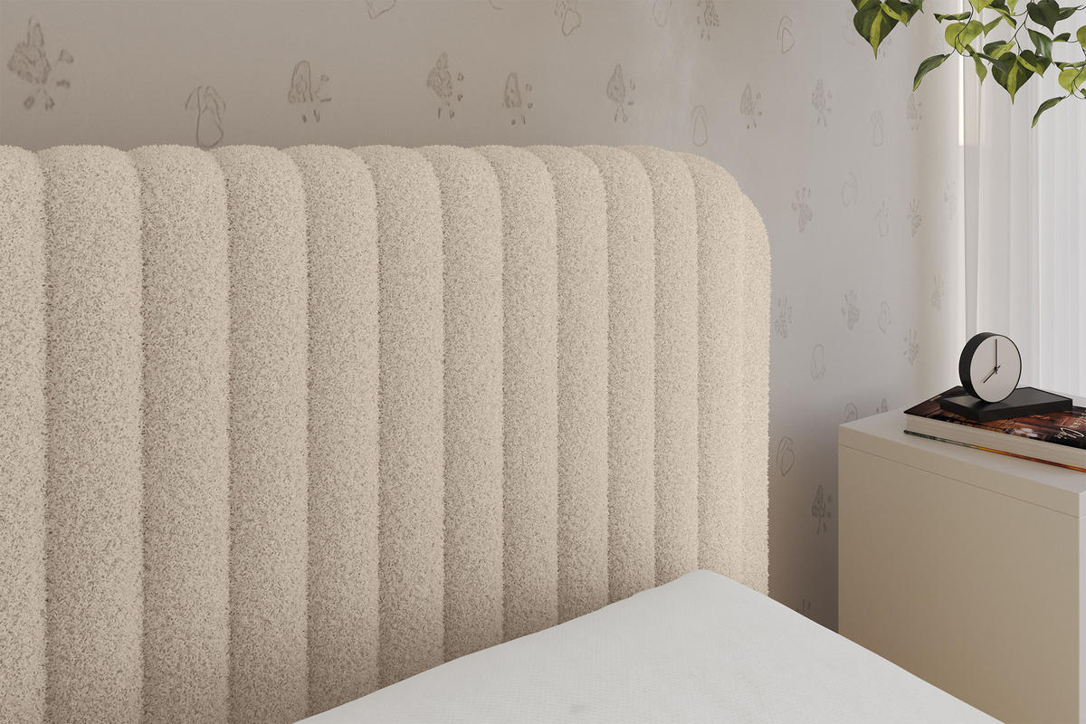 EINZELLBETT Jugendbett mit Bettkasten, Links - AURY 100x200 Dunkelbeige - Cappuccino, Holzwerkstoff/Textil (100/200cm) - ALTDECOR