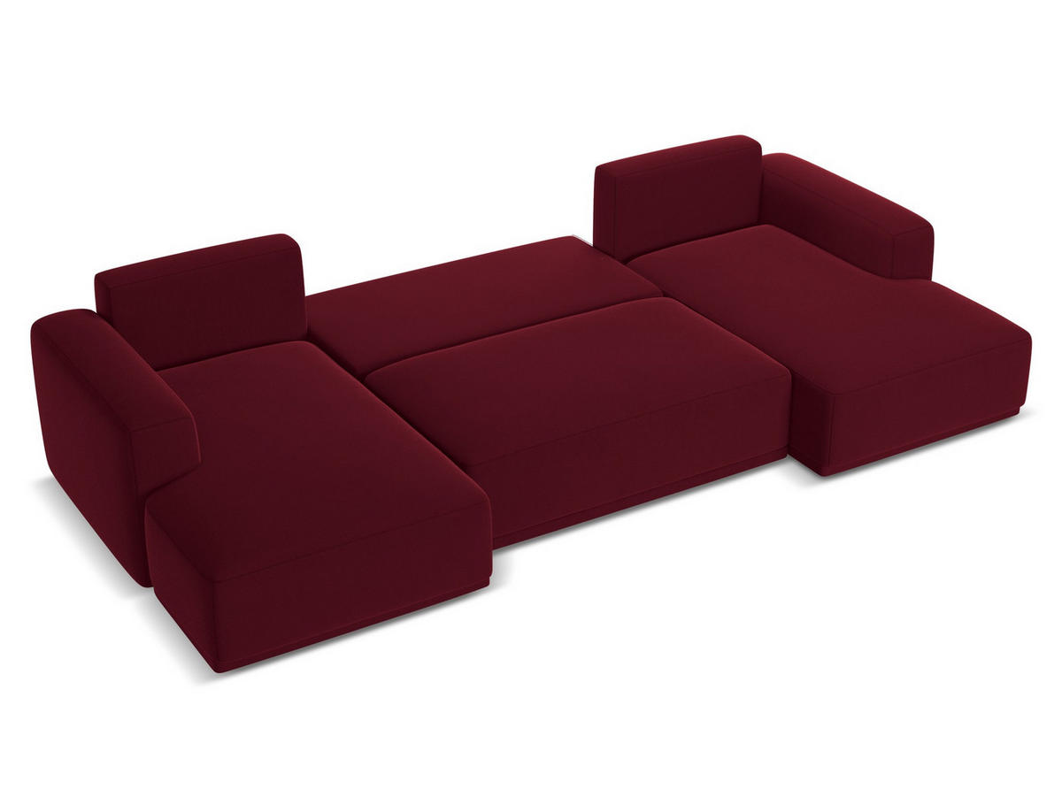 WOHNLANDSCHAFT Samt Stoff Rot - Bordeaux/Rot, Kunststoff/Textil (333/91/160cm) - Makamii