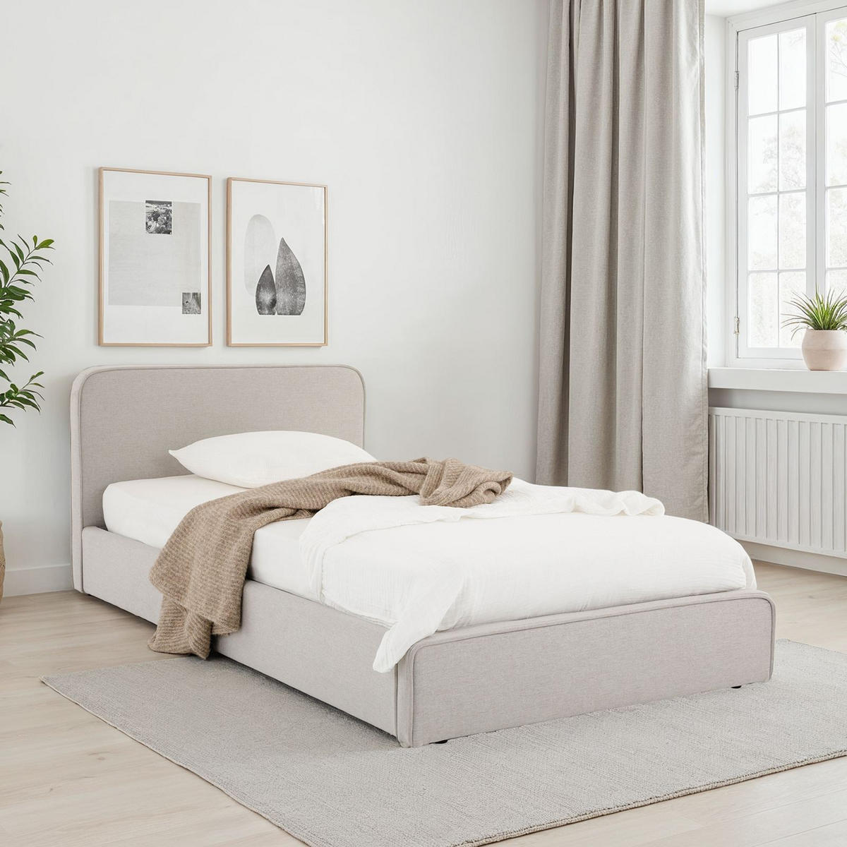 POLSTERBETT MARINI 90x200 cm hellgrau - Hellgrau, Textil (90/200cm) - IDIMEX