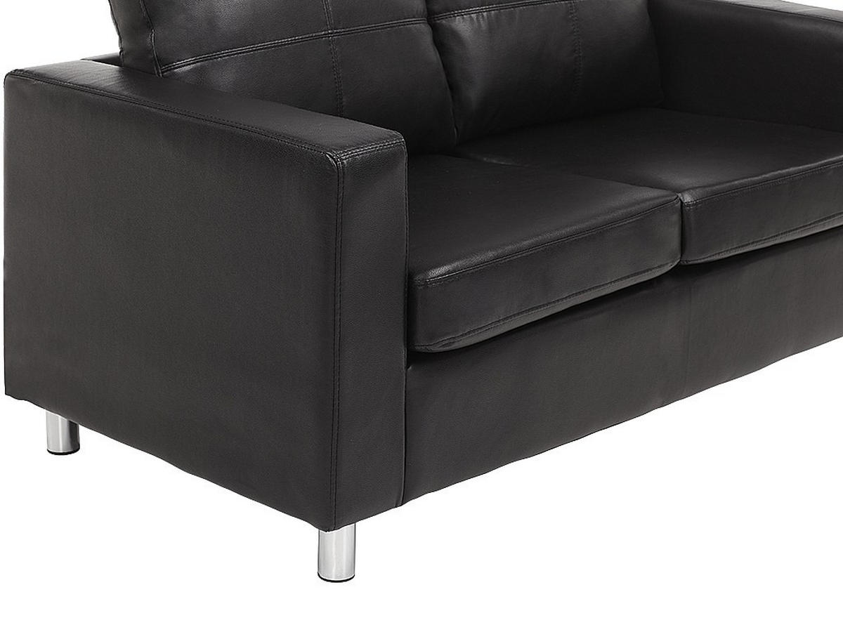 SOFA - 2 Personen - kunstleder - schwarz Ackley - Schwarz, Leder/Textil (140/77/75cm) - Vente-Unique
