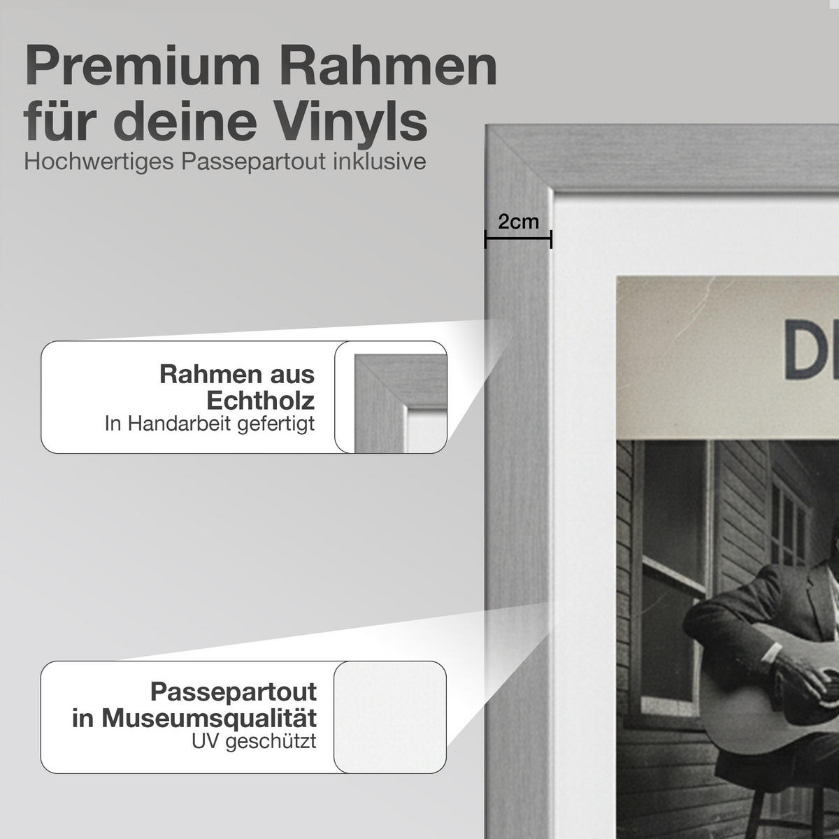 SCHALLPLATTEN BILDERRAHMEN 40/60 2er Set - Silberfarben, Holz (60/40cm) - K-Möbel