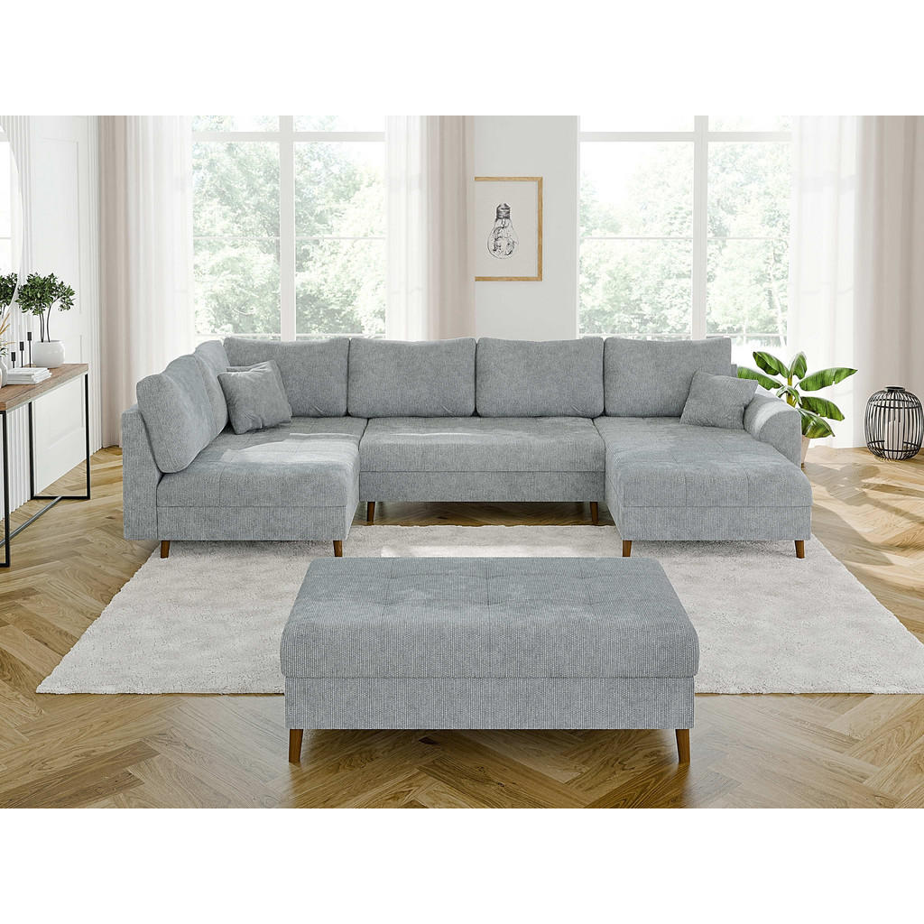 Thumbnail - S-Style Möbel Wohnlandschaft, Hellgrau, Textil, Echtholz,Buche, Birke, 8-Sitzer, Füllung: Silikon,Silikon,Polyetherschau...
