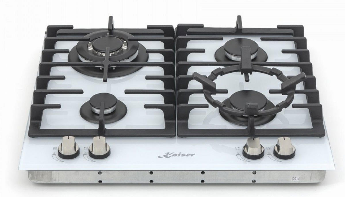 ELEKTRO-EINBAU-BACKOFEN 60 cm EH 6326 W+KCG 6380 W Gas-Kochfeld 60 cm - Weiß, Metall (59.4/59.4/54.3cm) - Kaiser Küchengeräte
