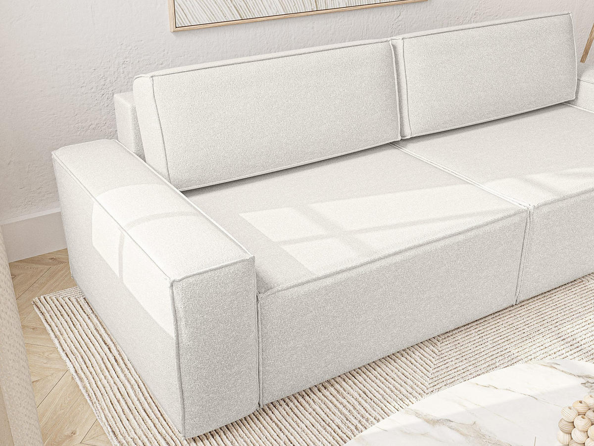 SOFA Lummo Mi mit Schlaffunktion, Cremeweiß - Weiß, Textil (246/70/185cm) - Fedve