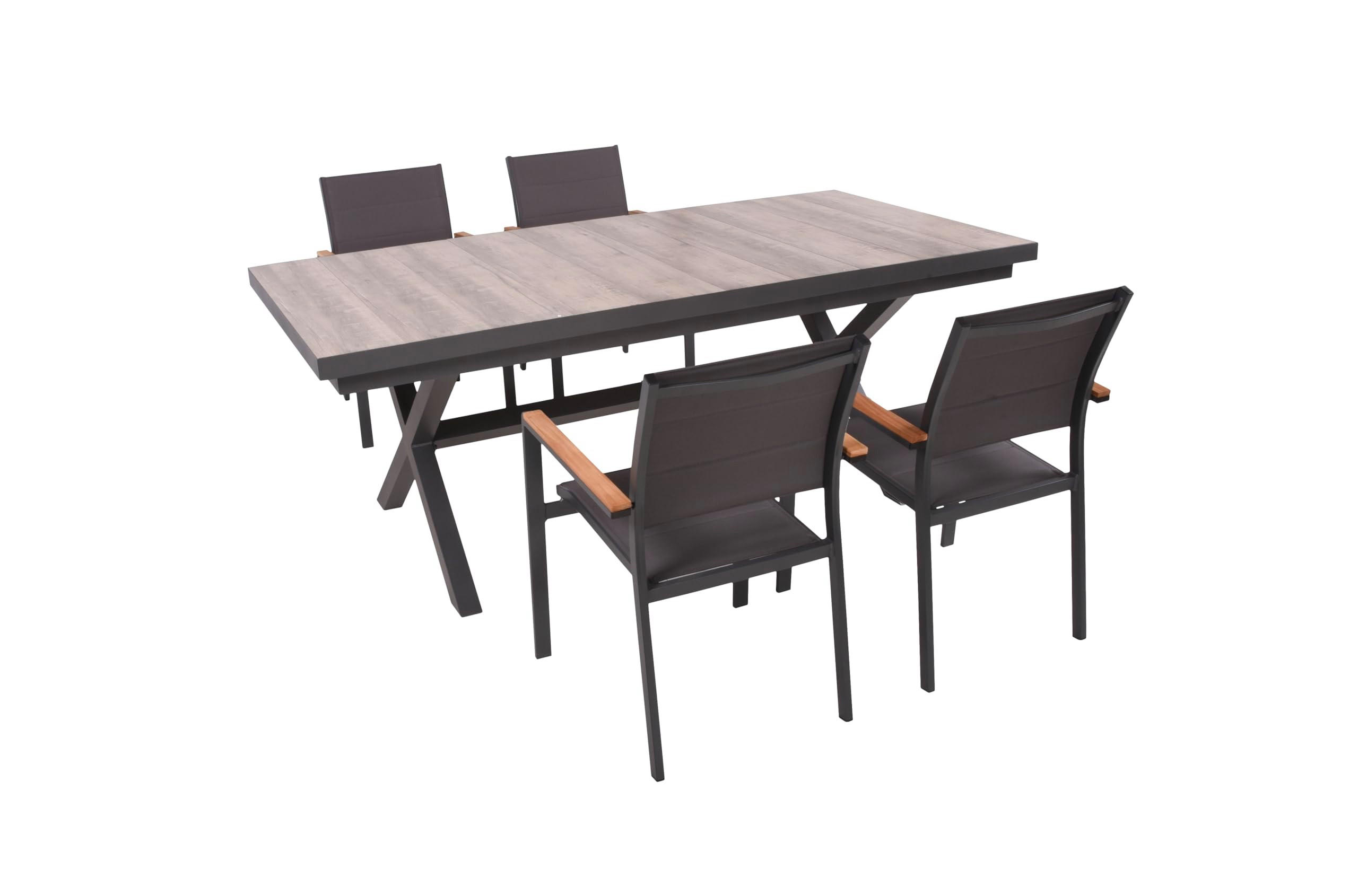 GARTEN-SITZGRUPPE Jana 5-teilig Gartenmöbel-Set - Grau, Metall - DELUKE