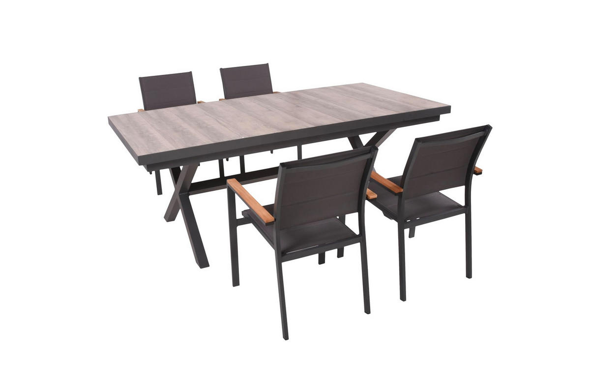 GARTEN-SITZGRUPPE Jana 5-teilig Gartenmöbel-Set - Grau, Metall - DELUKE