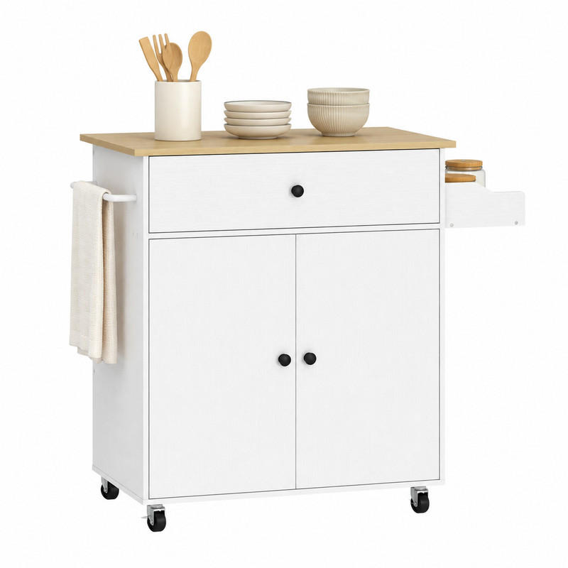 Beauniv Küchenrollwagen Weiß 42x87x106 cm