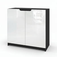 KOMODA Logan Crna mat/Bijela visoki sjaj (82 x 78 x 37 cm) - bijela visoki sjaj, drvni materijal (82/78/37cm) - Vladon