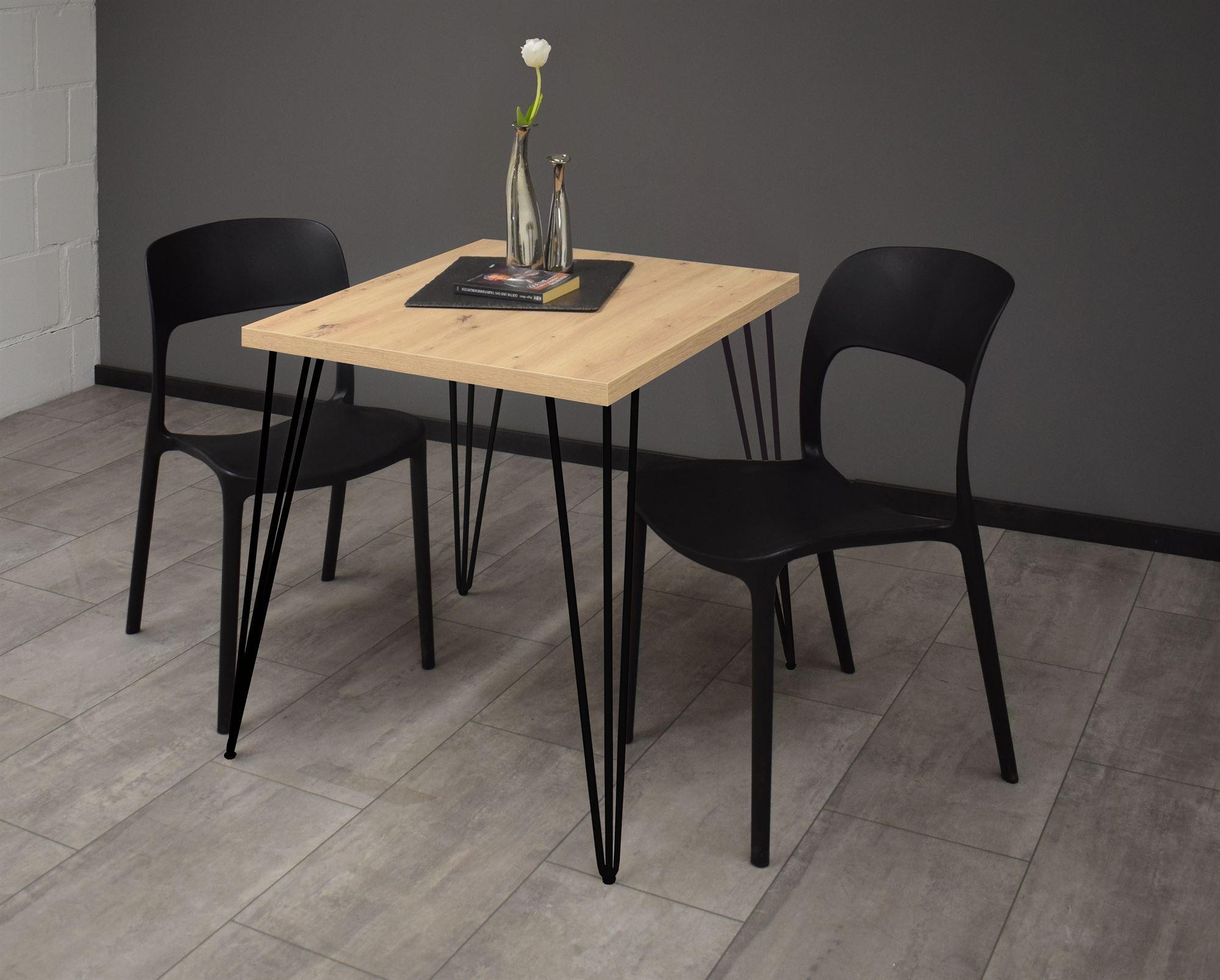 BISTROTISCH Eirena 70x70x75 schwarz matt/asteiche - Eiche Artisan, Metall (70/70/75cm) - 58aufmkessel