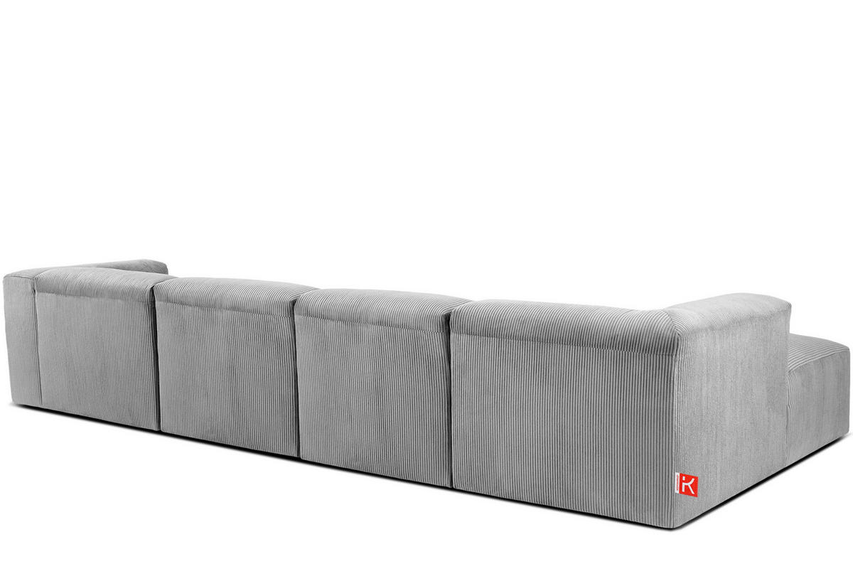 ECKMODULSOFA-LINKS BUFFO 6-Sitzer mit extrem weicher Sitzfläche, Kordstoff, hellgrau - Hellgrau, Textil (377/180cm) - KONSIMO®