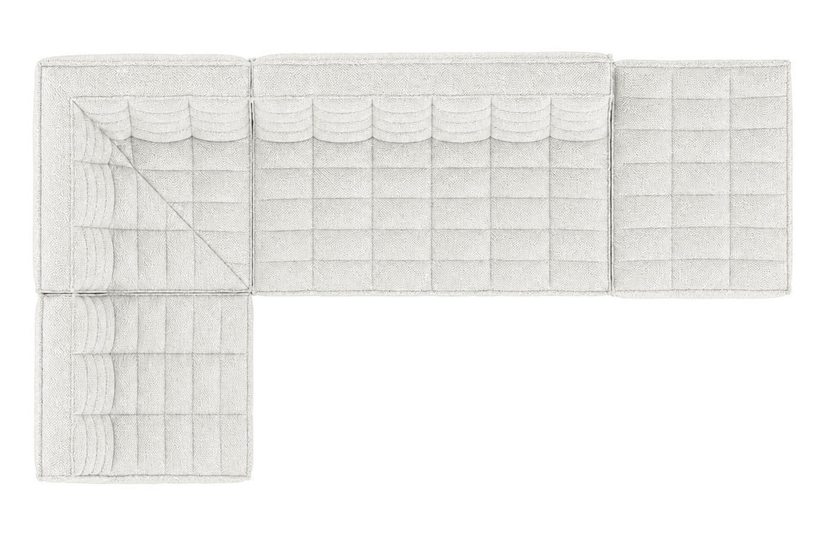 ROHOVÁ SEDAČKA modulární ve tvaru L s taburetem, plyšová tkanina Pop, Ice, Levá strana, LAZY L s taburetem - bílá, dřevo (333/173cm) - Kaiser Möbel