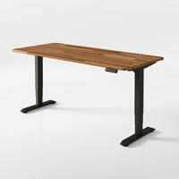 SCHREIBTISCH Elektrisch Höhenverstellbarer HomePro 180x80cm Schwarz/Massive Walnuss mit Memory-Funktion, Anti-Kollisions Technologie - Walnussfarben/Schwarz, Holz (80/180/63.5cm) - Desktronic
